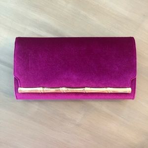 Super cute velour bamboo clutch in blackberry!!!